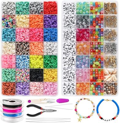 China Wholesale Ceramic Educational Toys Make Necklace Clay Beads Small Cute Flat Polymer Clay Beads Kit for sale