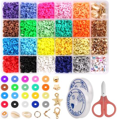 China Custom Polymer Clay Beads Round Colorful Clay Educational Toy Jewelry Clay Bead Set Ceramic Bead for Necklace for sale