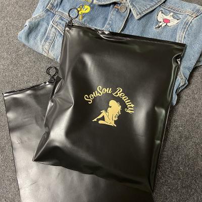 China Recyclable Luxury Custom Black PVC Zipper Bag Plastic Phone Case Clothing Packaging Cosmetic Bag for sale