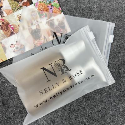 China Recyclable Custom Logo Frosted Plastic Zipper Packaging Bag, EVA Toiletry Small Travel Makeup Zipper Cosmetic Bag for sale