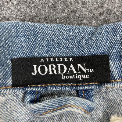 China Viable Custom Luxury Brand Logo Garment Woven Label Fashion Damask Apparel Neck Label End Fold for sale