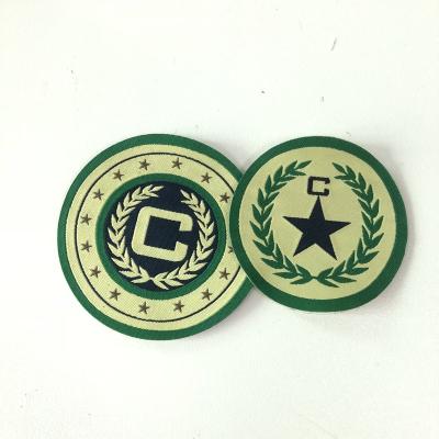 China Viable Iron On Custom Name Logo Machine Woven Fabric Patch And Badge For Apparel for sale