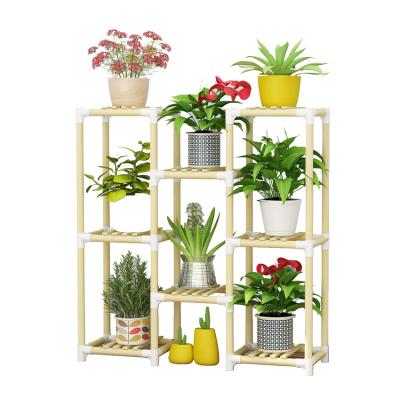 China Fashion Modern Design Flower Stand Wooden Frame A06 Portable Easy To Install To Assemble Flower Shelf DIY Flower Stand for sale