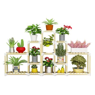 China Fashion Modern Design Flower Stand B23 Wooden Frame Portable Easy To Install To Assemble Flower Shelf DIY Flower Stand for sale