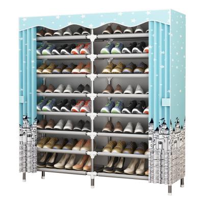 China 125X-9 Large Space Steel Pipe Frame Large Capacity Shoe Rack DIY Shoe Rack Portable Shoe Cabinet Modern Fashion Design for sale