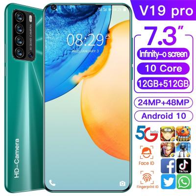 China Dual SIM Card Cheap 7.3 Pro 12GB+512GB Android Smartphone 10 Core 5G V19 LET Phone Open Mobile Phone for sale