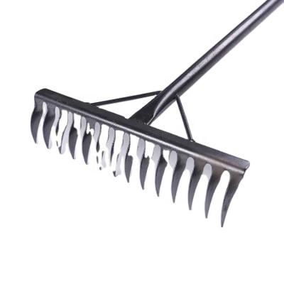 China Factory Supply Durable Garden Tools Hande Garden Rake Grading Wooden Landscape Leveling Rake Leaf Lawn Leveling Rake for sale