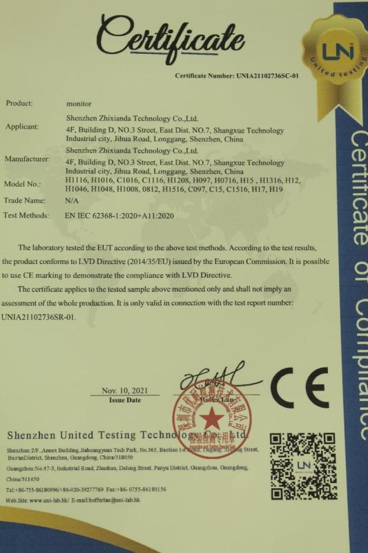 CE - Shenzhen Zhixianda Technology Co., Ltd.