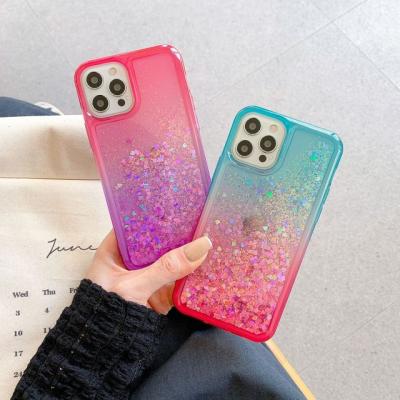 China Gradient Glitter Glitter TPU Silicone Mobile Phone Body Protection Shockproof Epoxy Painted Soft Shell Phone Case For Iphone 11 12 13 pro for sale