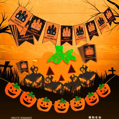 China New Halloween Festival Holiday Easter Party Flags Pumpkins, Witches, Castles Decoration Party Pennant Felt Flags for sale