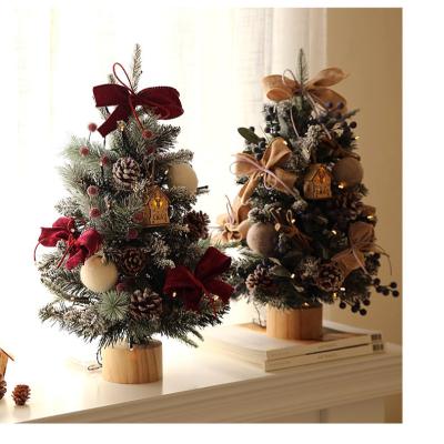 China Malls 2022 New PVC Christmas Tree Decorations 45/60/90cm Flocking Tree Window Ornaments for sale