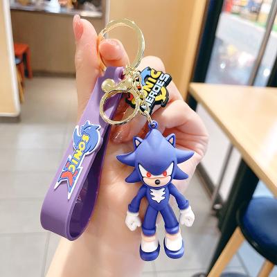 China Daily Life Cute Cartoon Character Keyring Anime Accessories Bag Pendant Sonic Keychain Ornament/PVC Key Chain Decoration Gift for sale