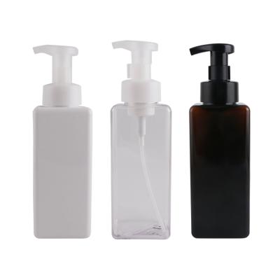 China Eco-friendly 250ml 450ml 650ml empty square soap plastic packaging hand soap pump cleaning foaming bottle with pump for sale