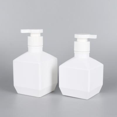 China Wholesale 250ml 300ml 500ml Eco-friendly Recyclable Plastic Square White Lotion Pump Squeeze PET Bottle For Shampoo for sale