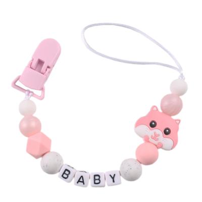 China Silicone Baby Pacifier Clips Silicone Bead Ring Pacifier Chain Infant Nipple Wooden Soothe Soother Chain Clips Holder Dummy Nipple Clip for sale