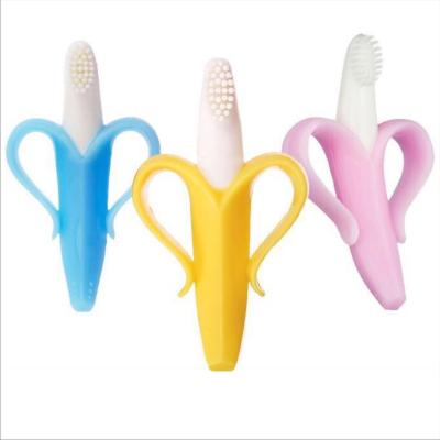 China Baby Home Safety Silicone Teether Toothbrush BPA Free Banana Training Corn First Steps Teether Chew Toys Gifts For Baby Infant Chew for sale