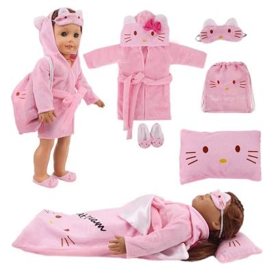 China 6Pcs Doll Sleeping Bag Bathrobes Slipper Unicorn Jumpsuits Sleeping Bag Pillow Fit 18Inch American&43CM Baby Born Toys GBJ0052 for sale