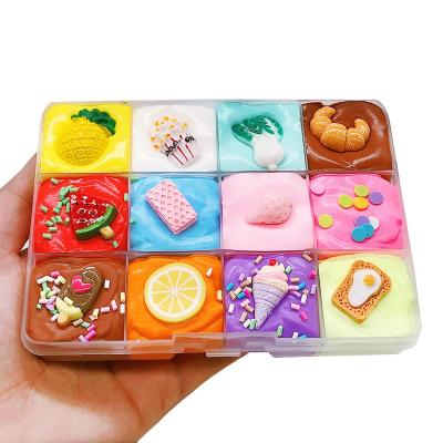 China Other 12 Colors 200ml Puff Dish Shape DIY Fluffy Mud Kit Clay Toy Super Soft Stretchy And Non Sticky Anti Stress Toy Gifts For Girls for sale