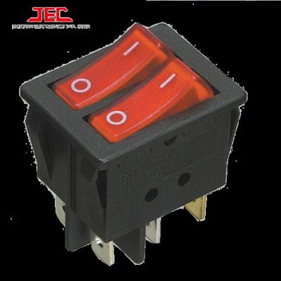 China ROCKER SWITH 608 Twin Series DPST DPDT TWIN Rocker Switch JEC RLEIL Color Bipolar Lamp Switch for sale