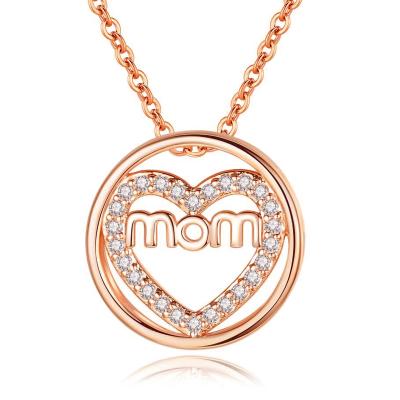 China Child Romantic Heart Hold Mom's Day Gift Mother Baby Zircon Pendant Necklace NCM008 for sale