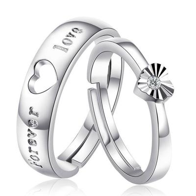 China Engagement Ring For Men Women Adjustable Jewelry R002 CLASSIC Silver Love Couple for sale