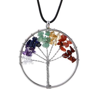 China Lifetree Natural Pendant Yoga 7 Chakras Necklace Lifetree BOHEMIA Stone Beads Stone Necklace SN004 for sale