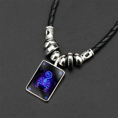 China BOHEMIA 12 Zodiac Pendant Necklace Zodiac Designs Design Blue Glass Jewelry-ZN029 for sale