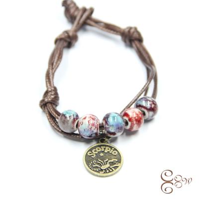 China Vintage Ceramic Alloy Knitting Jewelry 12 Chinese Zodiac Bracelet ZU004 for sale