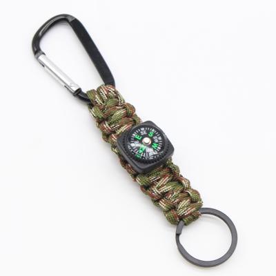 China Outdoor Outdoor Camp Rescue Rescue Compass Umbrella Rope With LED Rescue Key Chain OB001 for sale