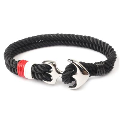 China Stainless Steel Rope Anchor Bracelet Vintage De Ancora Punk Rock Strap Bracelet Bangle For Men's Bracelet for sale