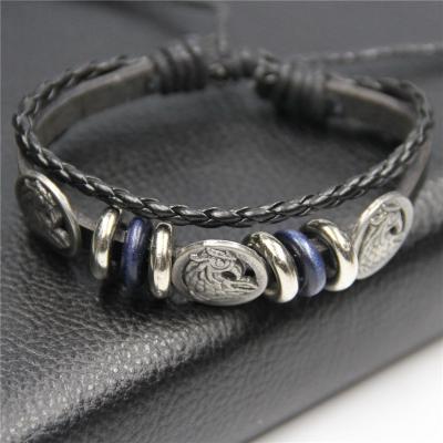 China FREE SAMPLE Leather Alloy Bracelet Vintage Punk Rock Strap Bracelet Eagle Head Leather Bracelet for sale