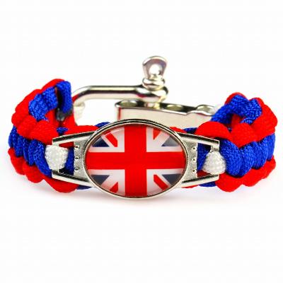 China CLASSIC Glass Button Parachute Cord Bracelet U Knot For National Flag NF003 for sale