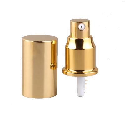 China Non Spill Manufacturing Supply Gold Base Oil Aluminum Cosmetic Cream Treatment Pump for sale