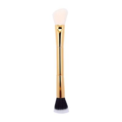 China Angular Blush Professional Hot Seller Double Ends Pick Eye Brush White Gold Eyeshadow Brush Makeup Tools for sale