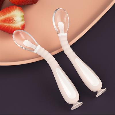 China Safe and Non-Toxic Curved Silicone Casual Forming Custom Baby Spoon Spoon and Fork Set for sale