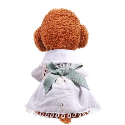 China 2021NewPolyester Sustainable Pet Clothes Cat Dog Summer Bow Hollow Princess Puppy Skirt Pet Supplies for sale