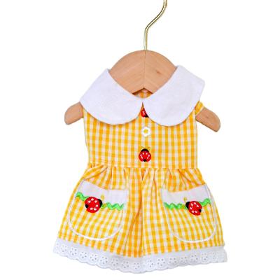 China Sustainable Spring And Summer New Pet Clothes Yellow Plaid Ladybug Skirt Wholesale Dog Clothes Pet Supplies for sale