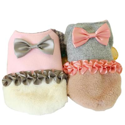 China Autumn Winter Warm Pet Dog Cat Clothes Pleats Bow Little Skirt Pet Supplies Pet Clothes for sale