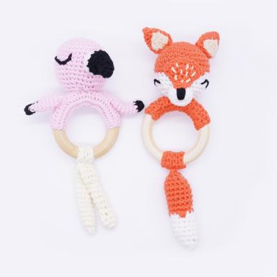 China Baby Holds Cute Custom Multicolor Animal Baby Food Grade Wooden Teethers Baby Gift Baby Teethers Teethers Ring for sale