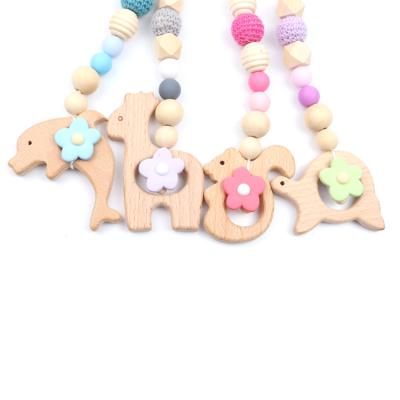 China Promotional Gift / New Business Food Grade Wooden Baby Pacifier Holder, Baby Pacifier Chain Clip Holder for sale