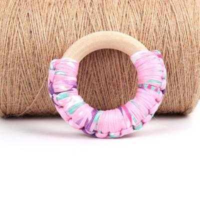 China New And Hot Sale BPA Free Baby Teether Ring Organic Wood Soother Ring Eco-friendly Silicone Teether for sale