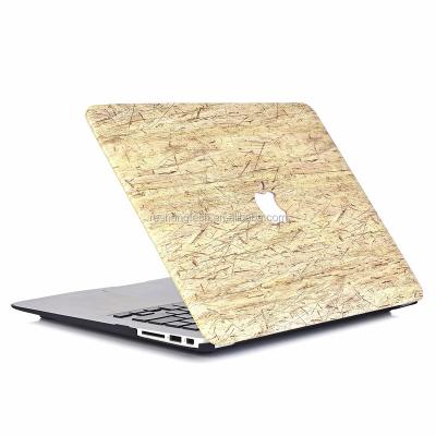 China Laptop Protector Wood Pattern Wood PU Leather Hard Shell Laptop Cover Case For MacBook Air 13 for sale