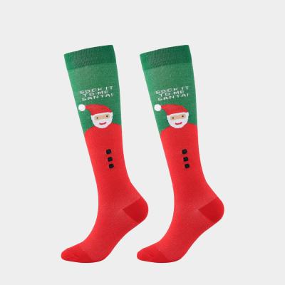 China Sports Socks Logo Men Women Christmas Custom Anti-Fault Knee High Fun Festival Compression Socks for sale