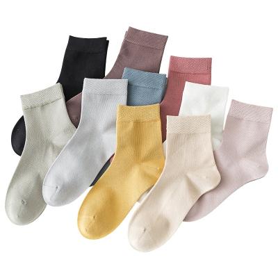 China OEM QUICK DRY women custom design colorful solid color crew 100% bamboo fiber casual dress socks candy color for sale