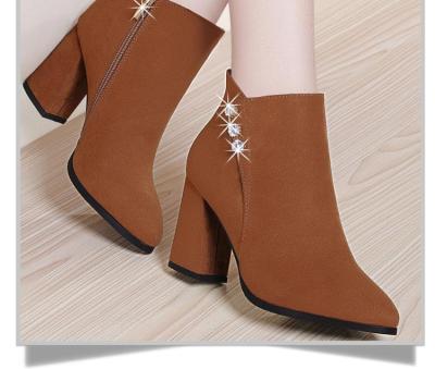 China High quality suede women ankle boots block heel wholesale china factory ladies for sale