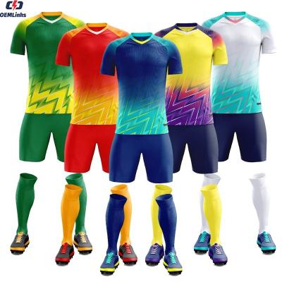 China Beautiful Good Quality Sets Soccer Wear Cheap Soccer Jersey Sublimated Set Team Sports Wear Customized Football Uniforms for sale