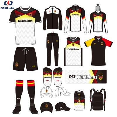 China Dropshipping Custom Football Shirt Soccer Jersey Sets Soccer Wear Kit Football Uniforms Set Sublimated Black Yellow Soccer Jersey for sale