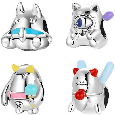 China Lovely Sweet Cartoon Animal Silver Bangle Charms For Women DIY Bracelet 925 Sterling Cute Pendants Luxury Pan Necklace Charms for sale