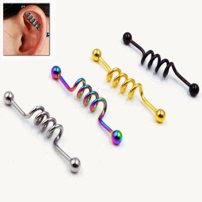 China Modern Cool Metal Spring Mechanical Earrings For Women Fashion Earings Girls Creative Colorful Phone Line Wire Ear Studs Jewelry for sale