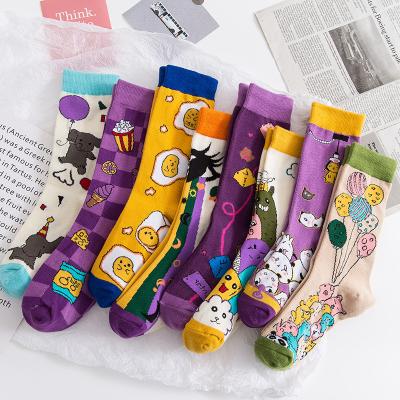 China New Fashion Women Euro Socks Antibacterial Thick Cotton Happy Winter Comic Doodle Winter Doodle Knitted Korean Style Long Crew Socks for sale